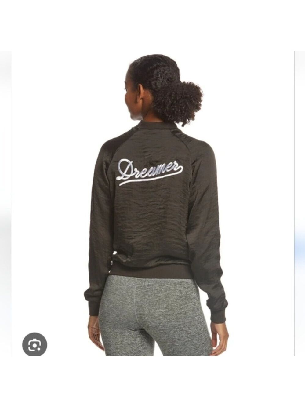 SPIRITUAL GANGSTER | Dreamer Satin Bomber Jacket Black Sz M